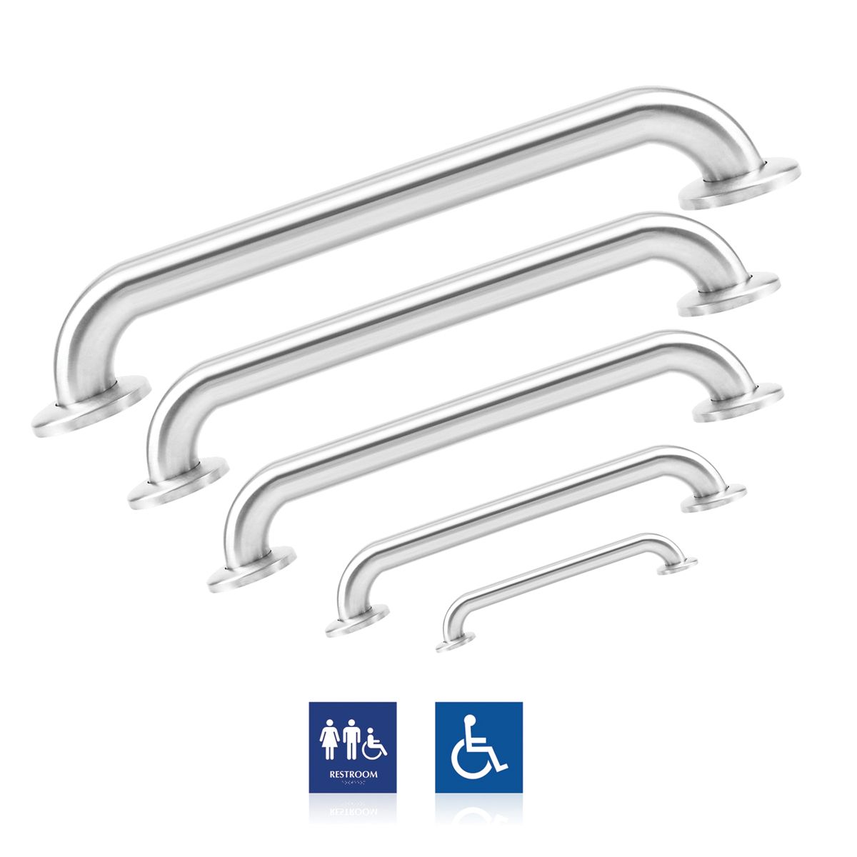 36" x 1-1/2" Concealed Screws Stainless Steel Grab Bar. ADA