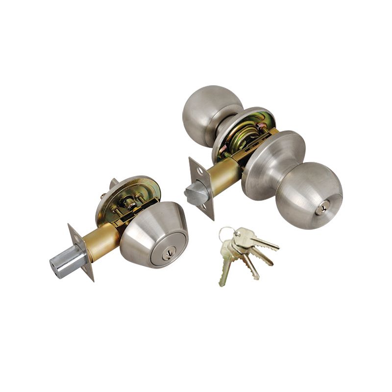 Cerradura combinada con pomo para puerta de entrada ED01-S, cerrojo y 4 llaves KW1