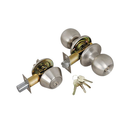 Cerradura combinada con pomo para puerta de entrada ED01-S, cerrojo y 4 llaves KW1