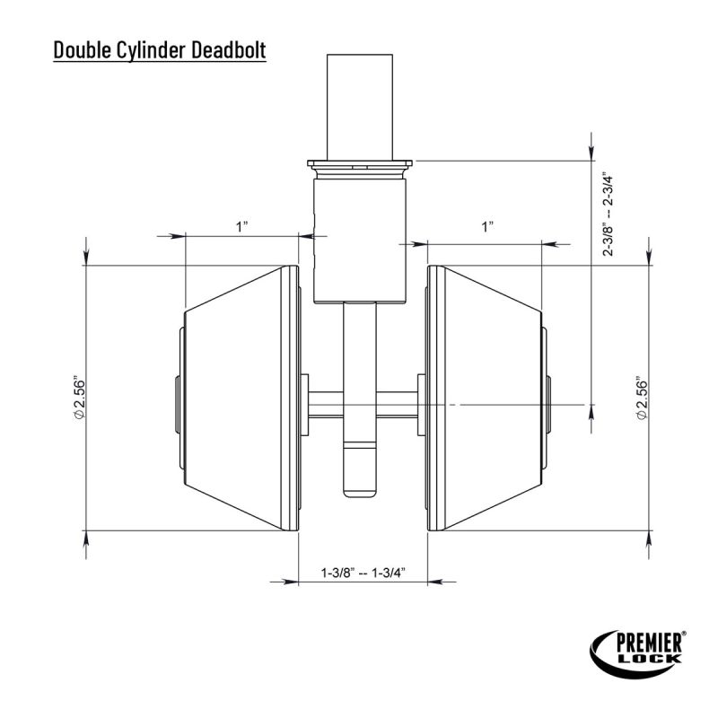 Stainless Steel Deadbolt Door Lock - Double Cylinder - With 2 KW1 Keys