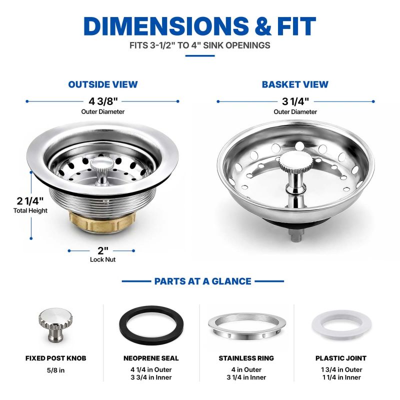 4" Duo Strainer, 304 Stainless Steel Body