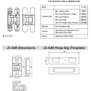JC-G40 3D Adjustable Concealed Hinge