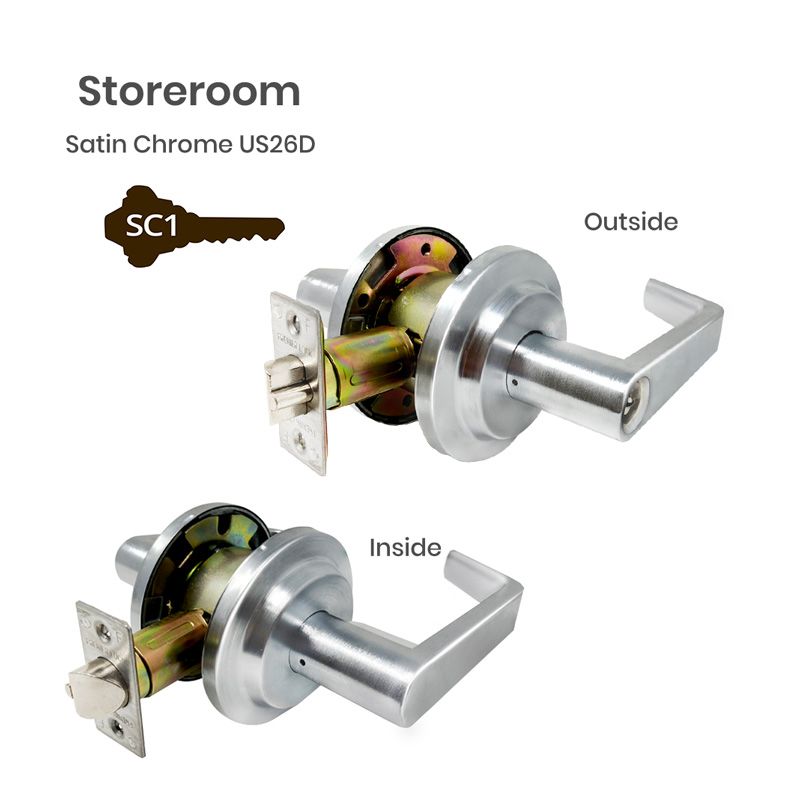 Cerradura de palanca comercial de alta resistencia LEL02 - Grado 2 - Cromo satinado US26D