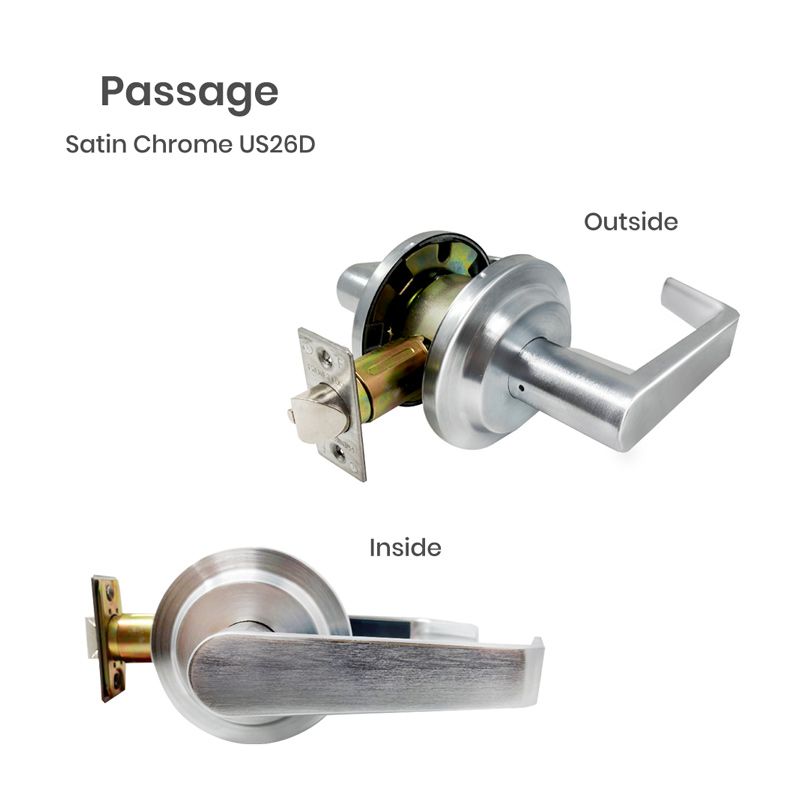 Cerradura de palanca comercial de alta resistencia LEL02 - Grado 2 - Cromo satinado US26D