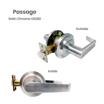Heavy-Duty Commercial Lever Lockset - Grade 2 - Satin Chrome US26D