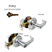 Cerradura de palanca comercial de alta resistencia LEL02 - Grado 2 - Cromo satinado US26D