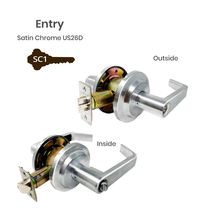 Cerradura de palanca comercial de alta resistencia LEL02 - Grado 2 - Cromo satinado US26D