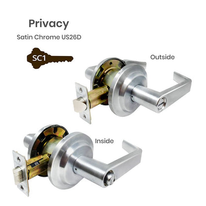 Heavy-Duty Commercial Lever Lockset - Grade 2 - Satin Chrome US26D