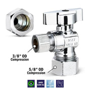 Angle 1/4 Turn Stop Valve – 5/8" OD Comp x 3/8" OD Compression