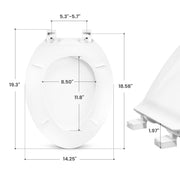 Elongated White Plastic Toilet Seat