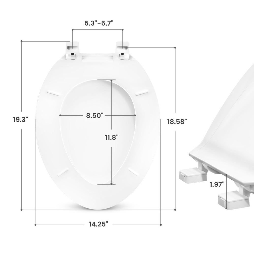 Elongated White Plastic Toilet Seat