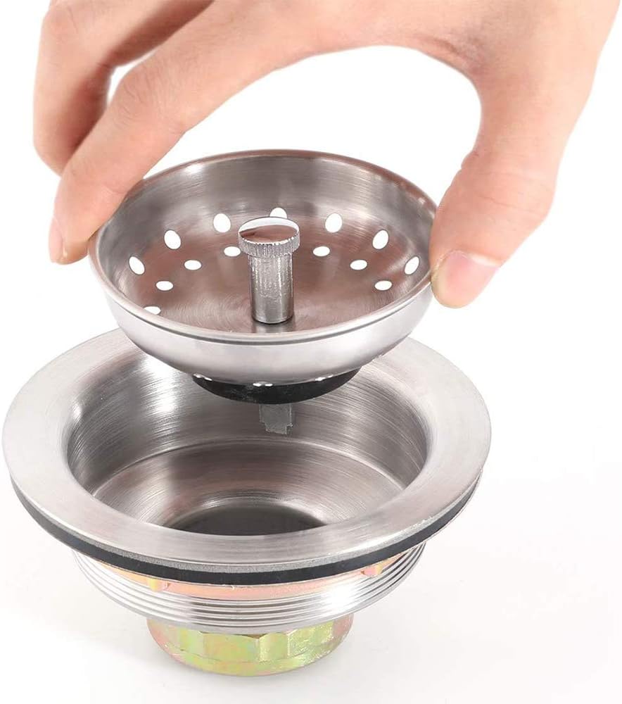 Conjunto de desagüe para fregadero de cocina con cesta coladora y tapón