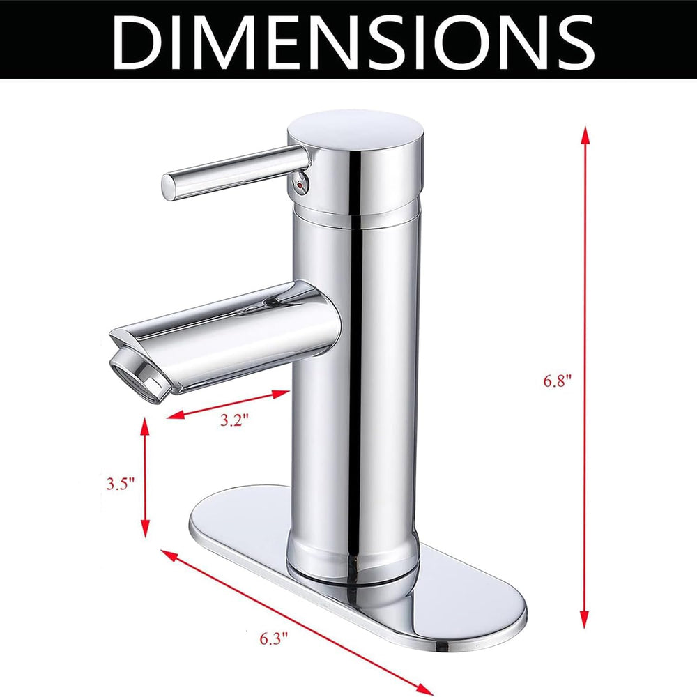 Grifo para lavabo de baño - Monomando, montaje en cubierta de un solo orificio - Acabado cromado