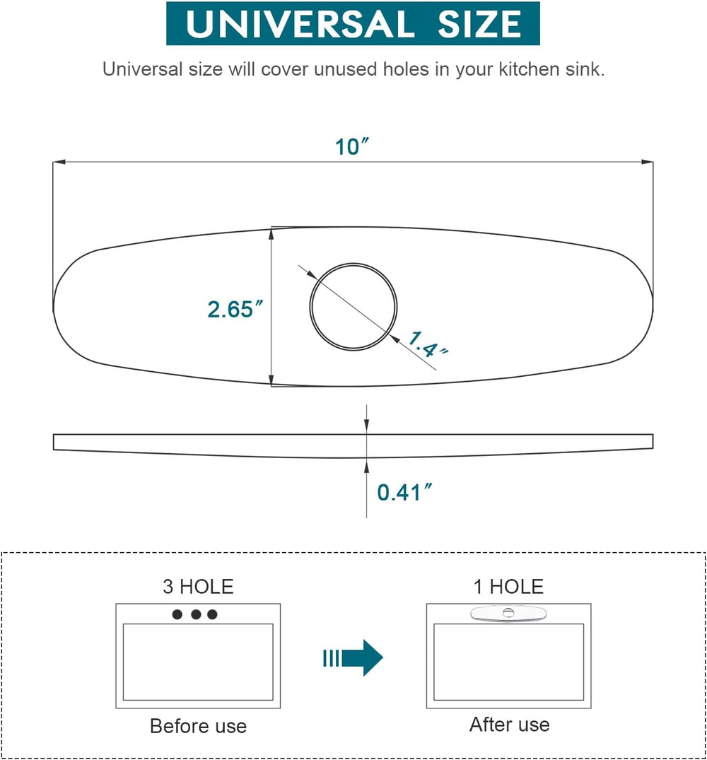 Placa de cubierta de 10 pulgadas para baño o cocina - Cromo pulido
