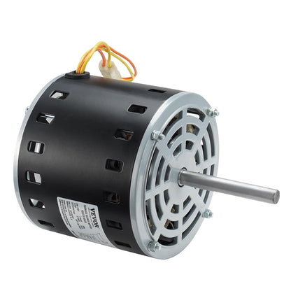 Motor de soplador para horno VEVOR de 1/2 HP, 208/230 V, 2,7 A, 1075 RPM, 5 velocidades, rotación en sentido horario/antihorario, marco de 48 mm, longitud de eje de 3,4", condensador de 7,5 μF/450 V + aro de retención de 11" 